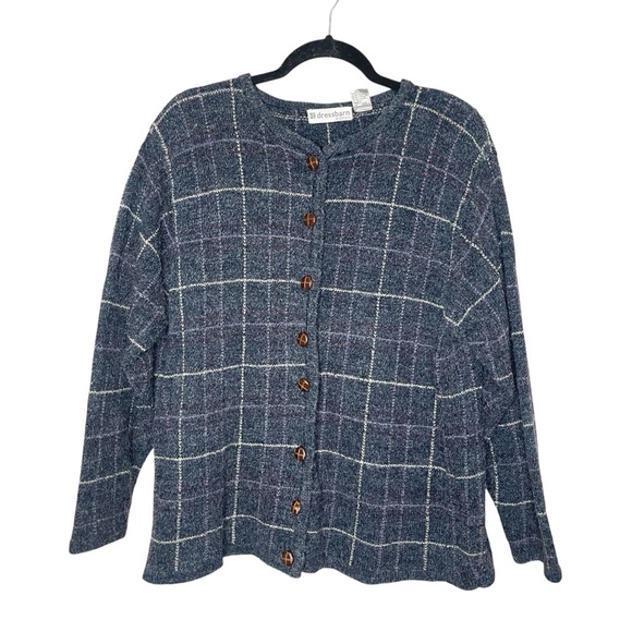 VTG DRESS BARN Woman Checkered Button-Up Cardigan, 1X - Picture 1 of 10